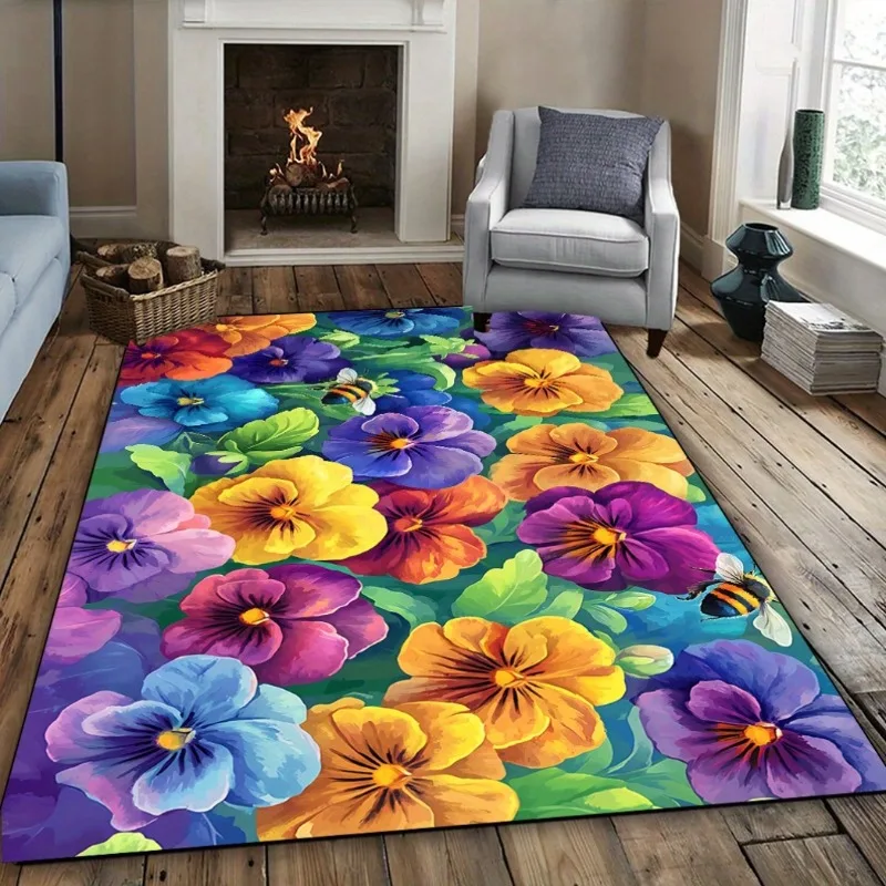 

1pc Non-Slip Washable Polyester Area Rug, for Living Room, Bedroom or Office, Coffee Table, Kitchen, Balcony, Entrance Rugs