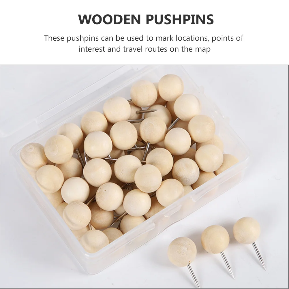 

Housoutil 120pcs Nail Push Pins Metal Thumb Tacks for Bulletin Board Map Photo Fixing Beige Wooden Multi Use Decorative Office