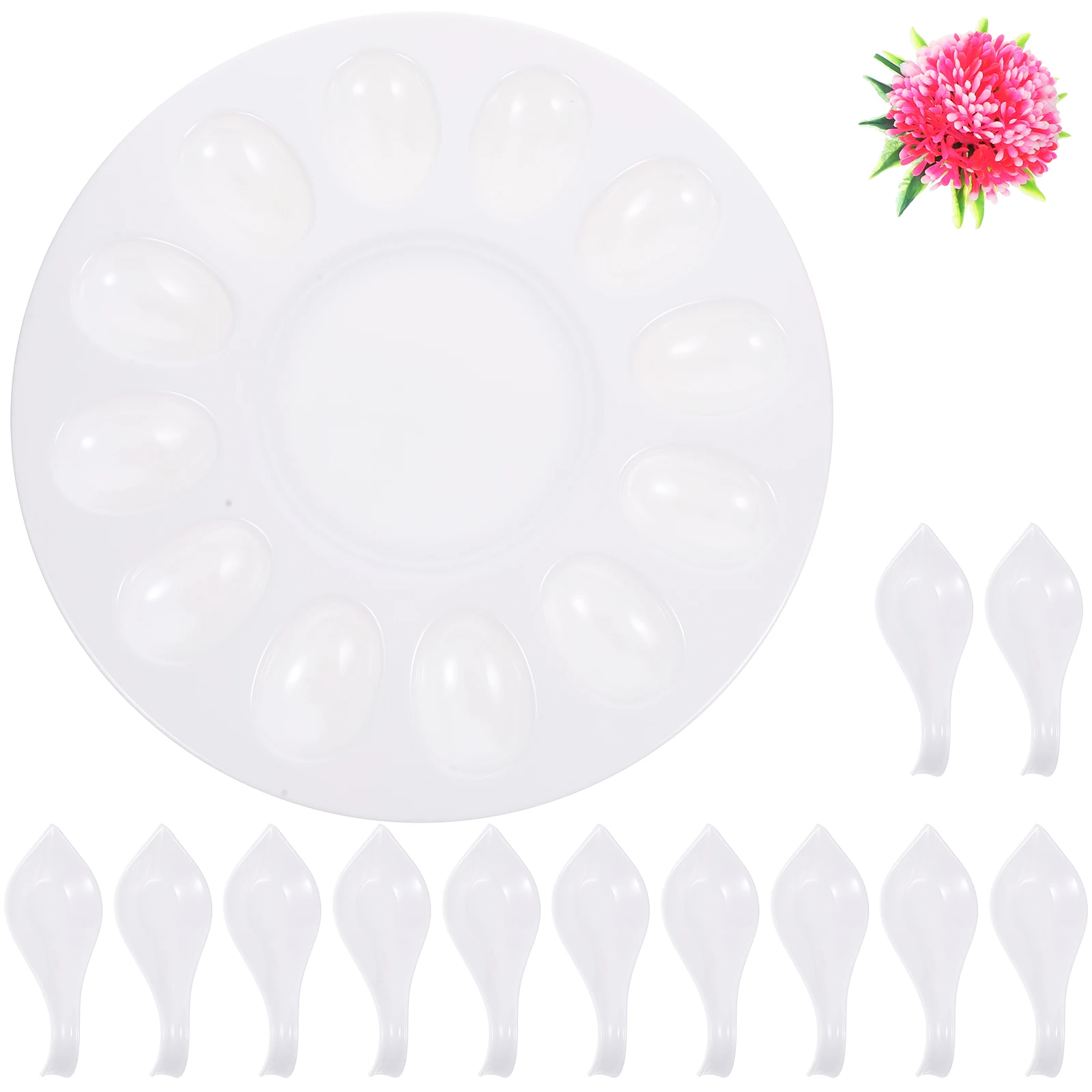 

Melamine Tableware 10 Holes Plate Flower Spoons Deviled Egg Tray Party Hot Pot Gathering Serving Platter Seafood Dish Decorative