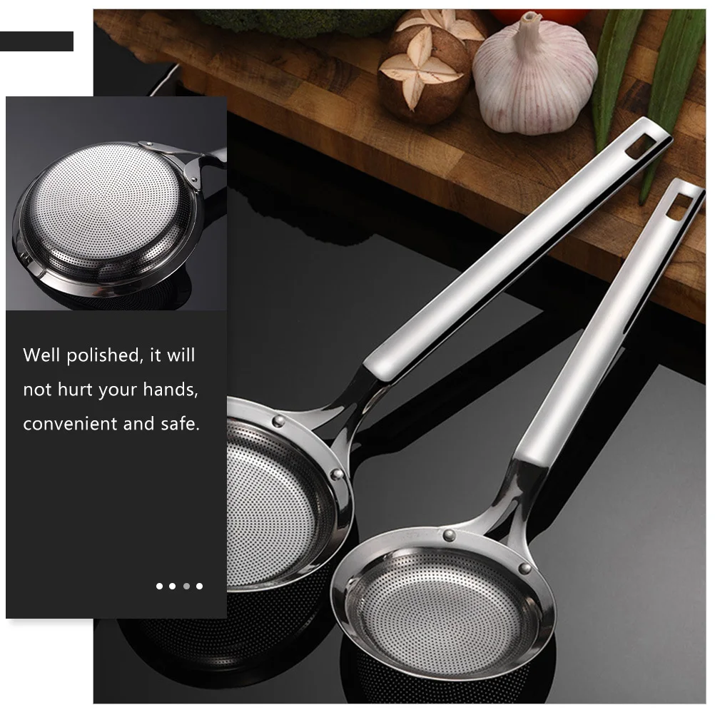 

Stainless Steel Filter Spoon Polished Kitchen Skimmer Ladle For Hot Pot Oil Residue Strainer Mesh Colander Cookware Tool
