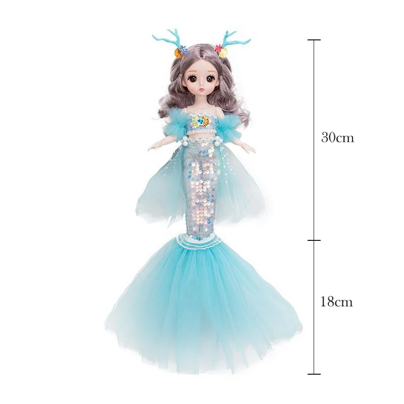 Muñecas de simulación de princesa sirena para niñas, muñeca vestible BJD con accesorios de ropa, juguetes de vestir, 30cm, 1/6