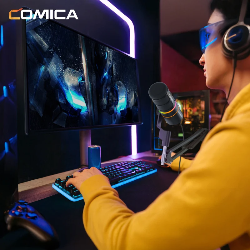 ميكروفون ديناميكي لاسلكي COMICA Ejoy D10/D10 PRO RGB مع حامل سطح المكتب/ميكروفون قوس ناتئ لغناء ألعاب البث المباشر #6