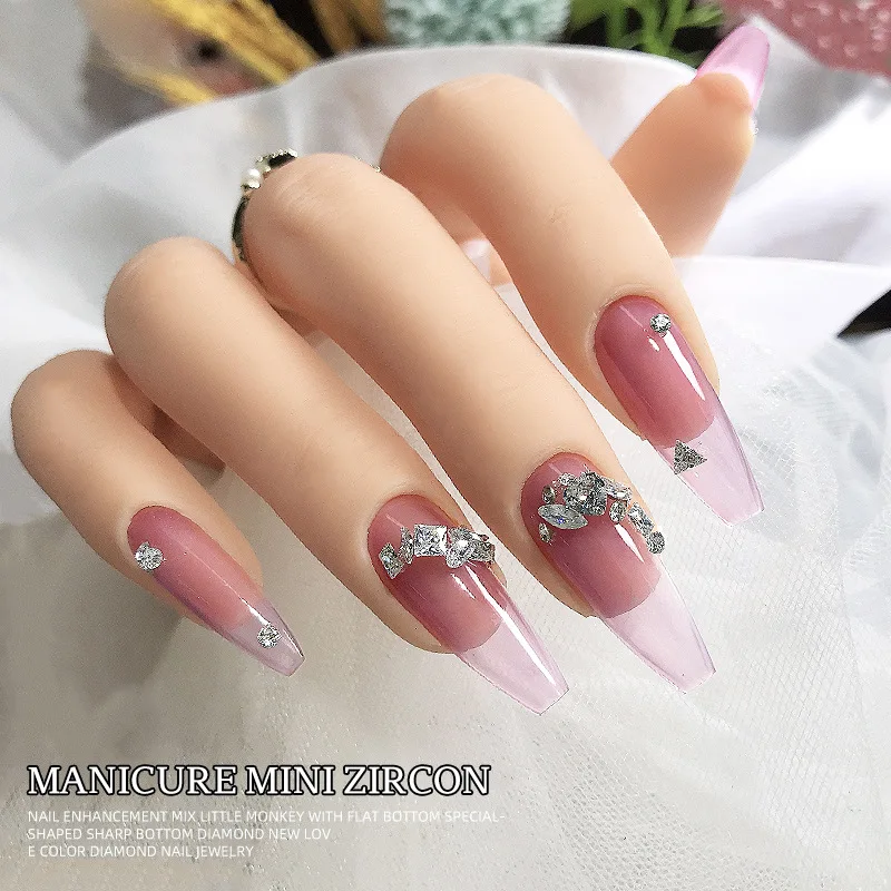 50 Stuks Sparkle Mini 5a Zirkoon Scherpe Diamant Wit Zilver Kristal Liefde Nail Art Steentjes Decoratie Manicure Glitter Micro Edelstenen