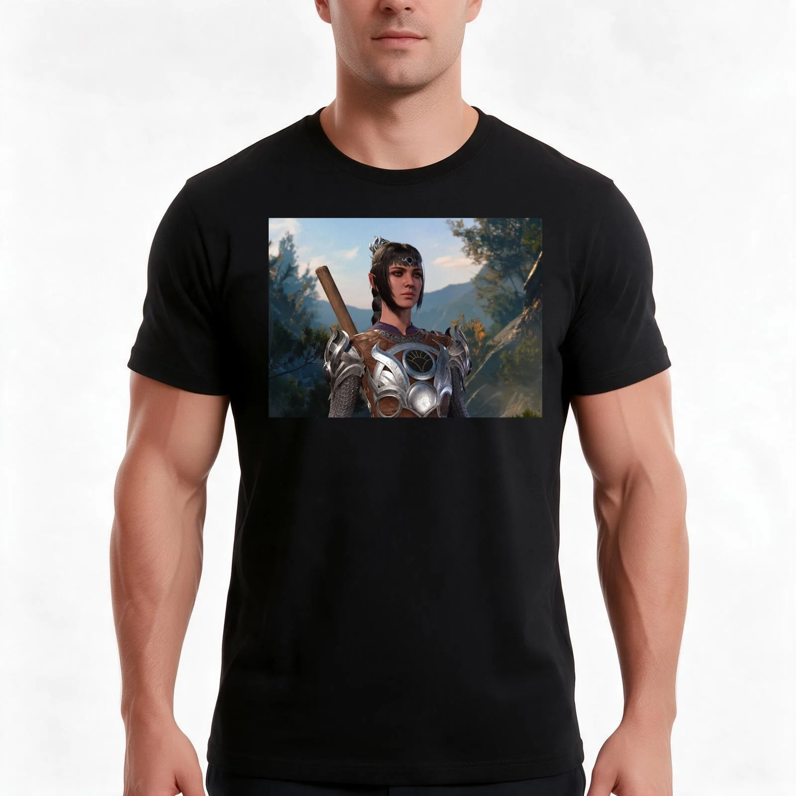 Shadowheart Human Cleric of Shar Adventurer T-Shirt Summer Casual Cotton Tee Oversized Streetwear Tops Vintage Graphic Print