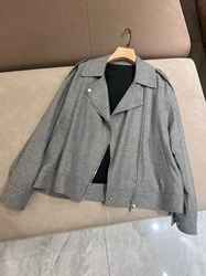 B*C Women's Wool Mulberry Silk Grey Jacket Knight Casual Short Coat