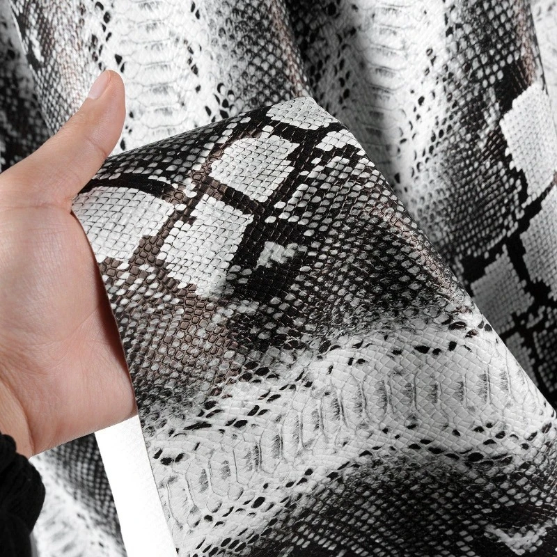 Gradient Python Patterned PU Leather Fabric for Jacket Skirt Embossed Waterproof Handmade DIY Sewing Fabrics By The Yard Cloth