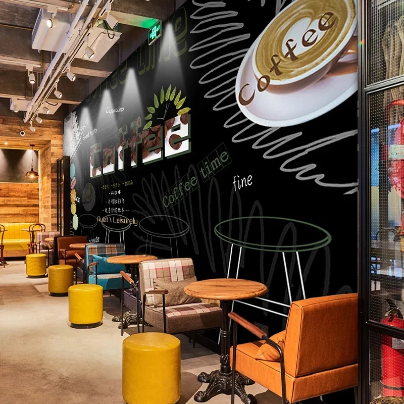 Pano de parede personalizado moderno personalizado quadro negro folha café mural papéis para sala estar sofá decoração casa 3d pintura parede