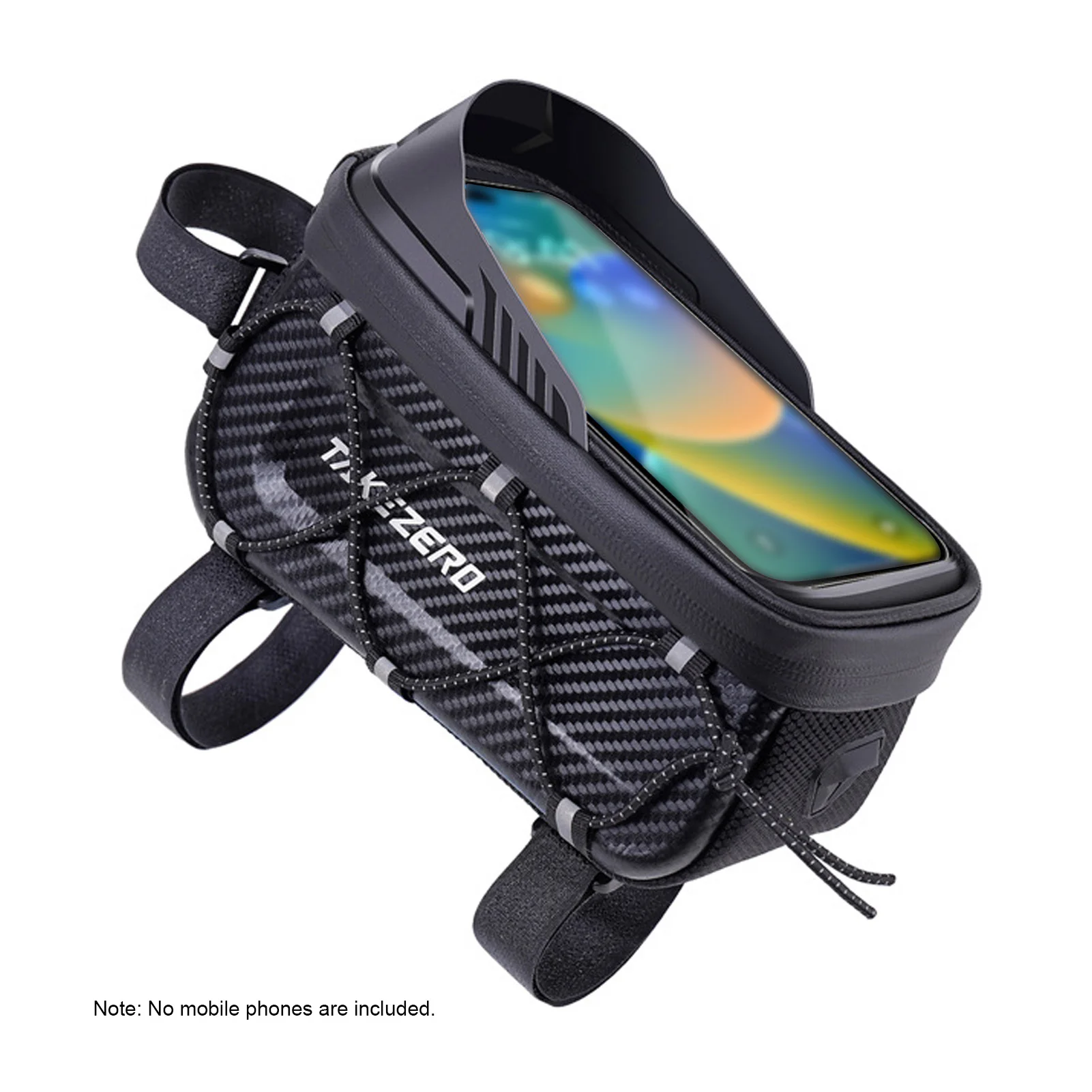 

Bike Bag Reflective Saddle Bag Front EVA Hard Casing Beam Bag A39 Earphone Hole Design Expandable Elastic Cord for 4.7-6.9 Inch