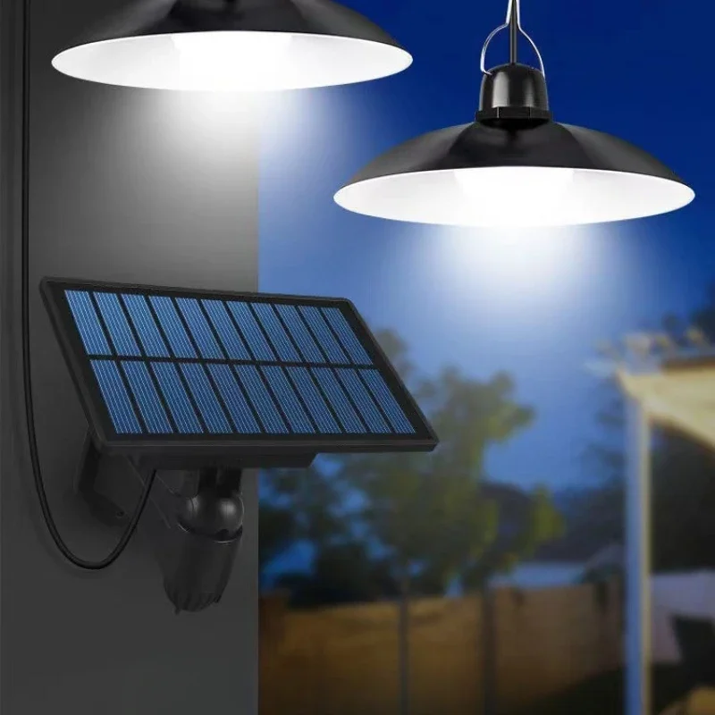 New Solar Outdoor Camping Stall LED Chandelier Super Bright Retro Bulb Outdoor Waterproof and Energy-saving Double Head Light