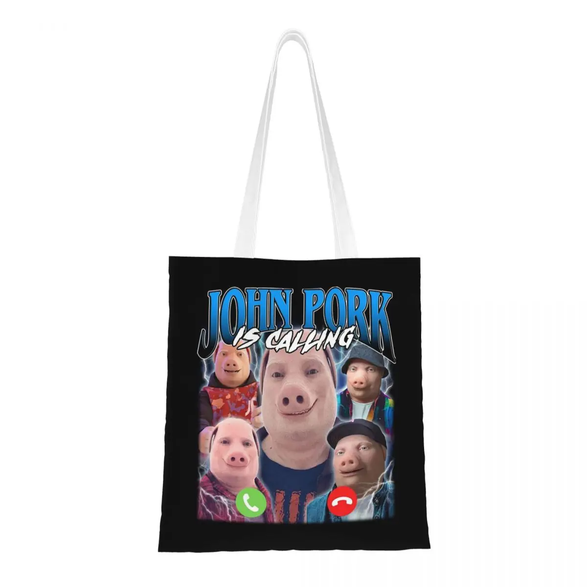 

John Pork Is Calling Funny Meme (1) Сумки для покупок Женская парусиновая большая сумка Многоразовая женская сумка через плечо Дорожная сумка
