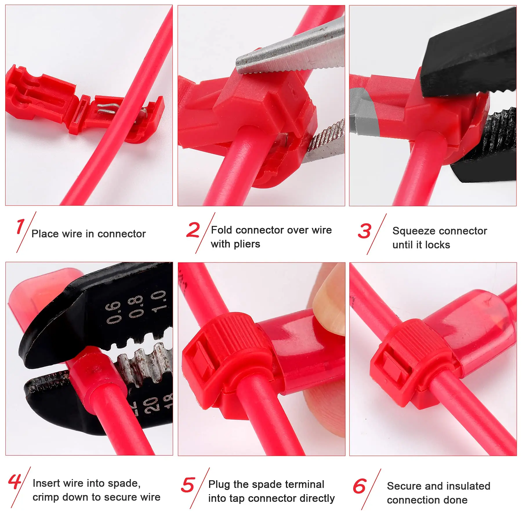 60PCS T-Tap Type Electrical Connector Crimp Terminals Connectors Splice Insulated Male Female Terminals Fast Wire Terminal