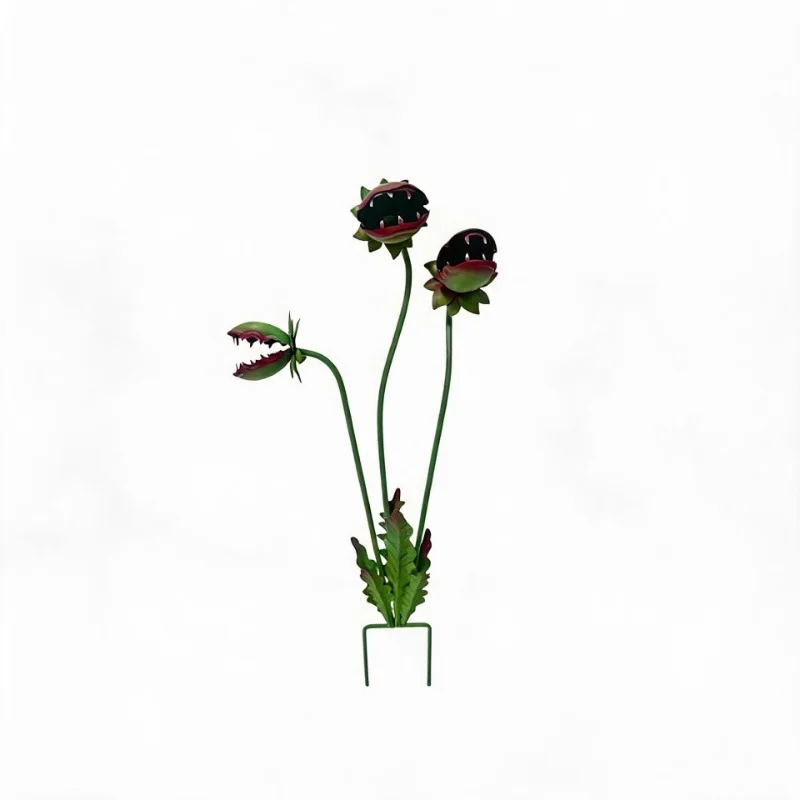 Metal Carnivorous Plant Garden Stake Venus Flytrap Yard Art Decor Durable Ornament for Flower Beds Halloween