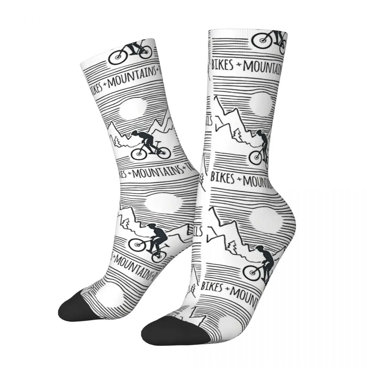 

Funny Crazy Sock for Men Mountains Trails Downhill MTB Hip Hop Harajuku Bicycle Bike Summer Socks Breathable Casual Crew Sock