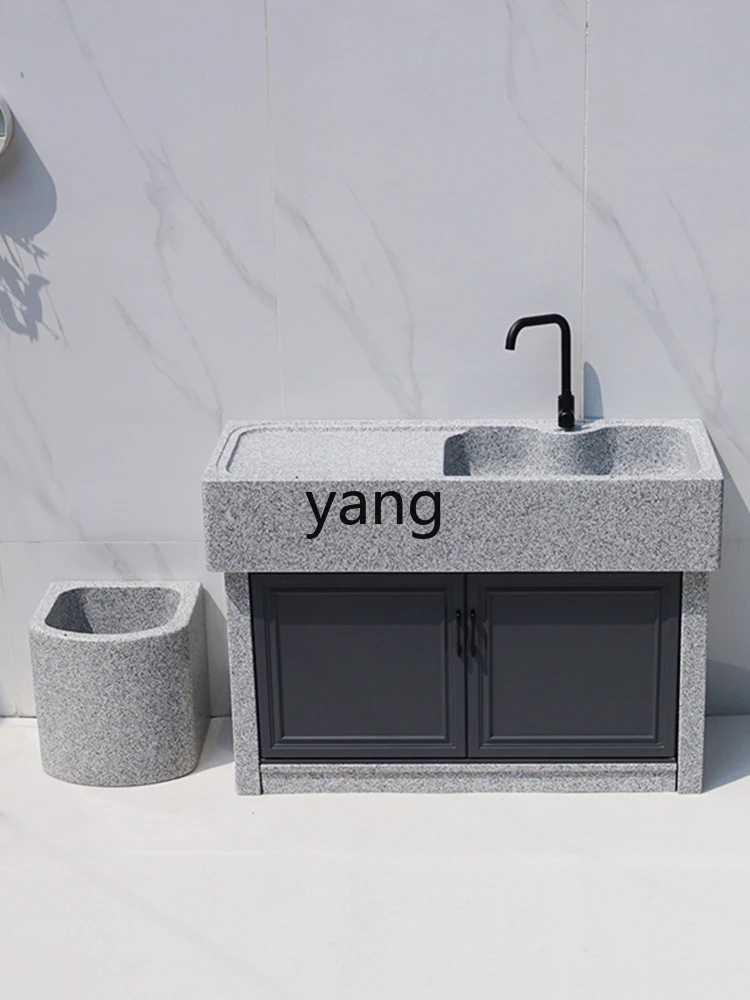 Yjq Stone Laundry Tub Whole Stone Villa Wash Basin Outdoor All-in-One Cabinet Courtyard Hand Washing Pool Inter-Platform Basin