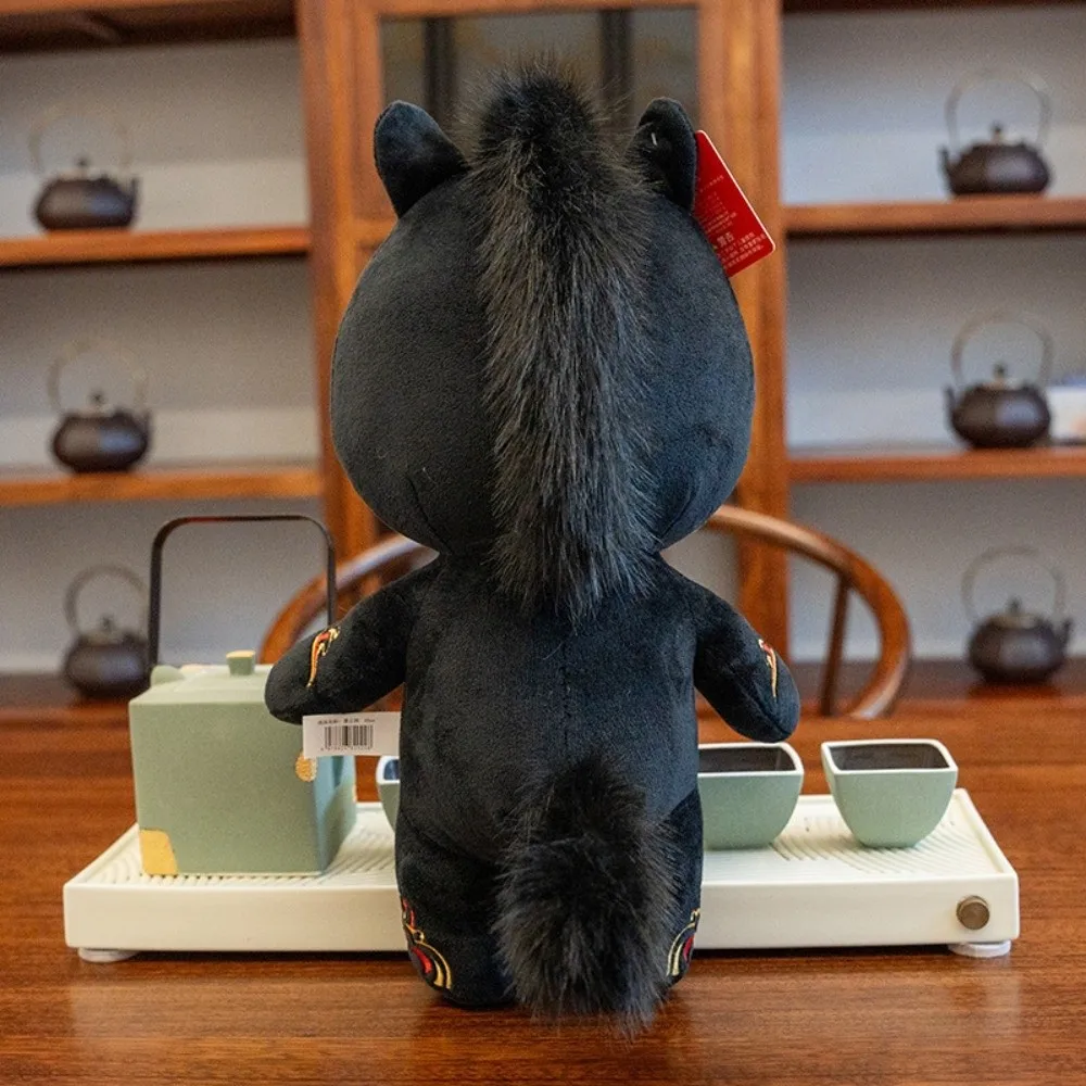 Animal de pelúcia cavalo preto bonito mascote cavalo de pelúcia fofo criativo zodíaco pônei estatueta decoração festiva