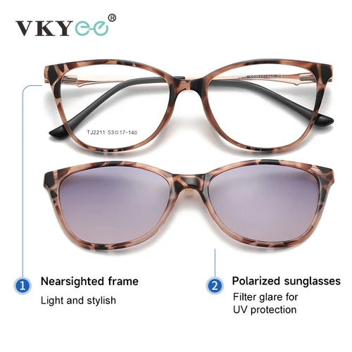 Imagen 2 del producto VICKY nuevas gafas de sol polarizadas de ojo de gato para mujer con Clip magnético gafas de lectura con lentes graduadas para miopía personalizables