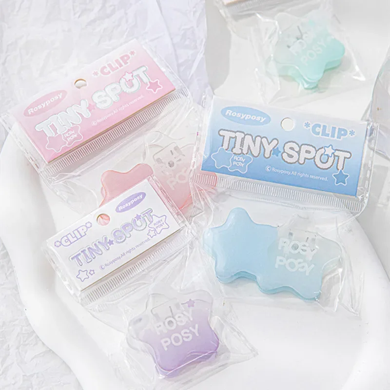 1pc Mini Cute Paper Clip Fashion Gradient Color Series Scrapbook Clip Star Heart Style Non-sticky Seal Sticker Cheap Stationery