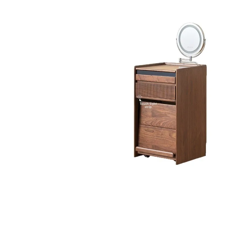 Push block walnut dresser, dressing stool integrated small multi-functional bedside table, dressing table