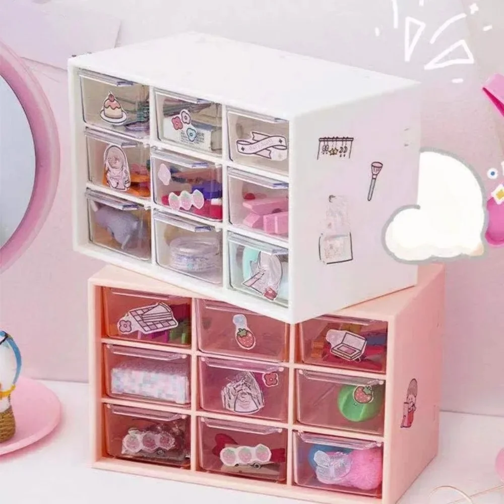 

1PC Stackable Drawers Nine-square Grid Storage Box Handmade Dolls Jewelry Makeup Organizer Lipstick Display Stand Home Decorate