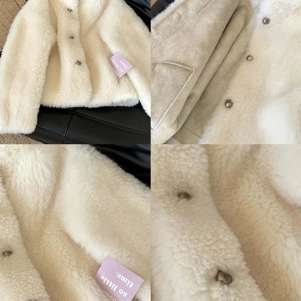 Jaqueta de pele de cordeiro para mulheres casacos de pele de lã pura casaco de inverno feminino de pele de ovelha