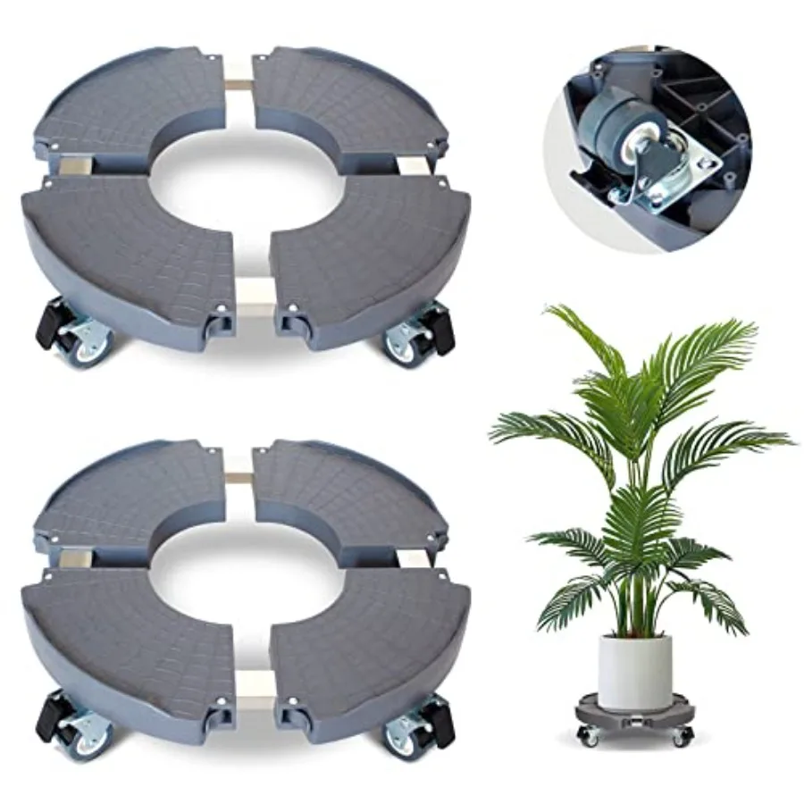 

2 Pack Rolling Plant Stand with Wheels, 15-21''Adjustable Heavy Duty Plant Caddy with Wheels for Indoor Outdoor Planter Dolly L