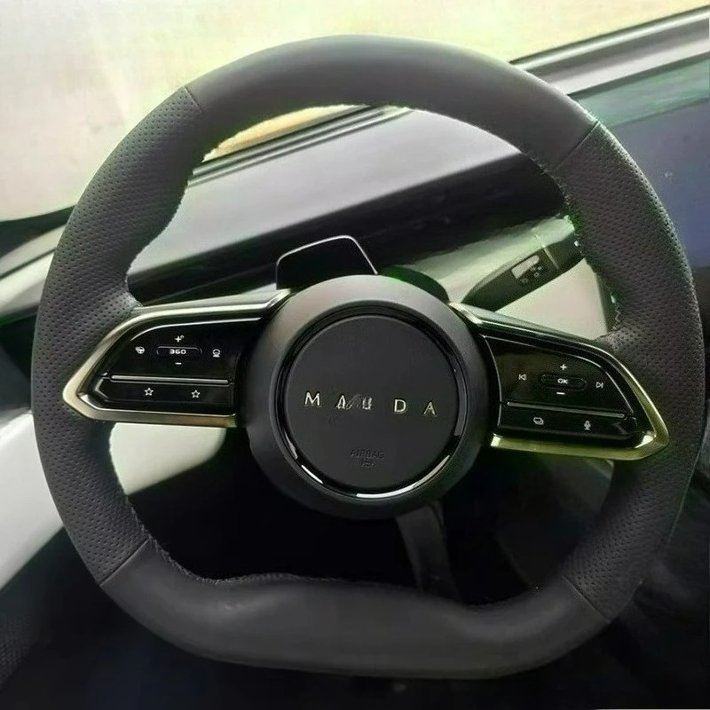 

Hand-stitched renovation Customized at will wear-resistant Non-slip black leather steering wheel cover For Mazda 2025-2026 EZ-60