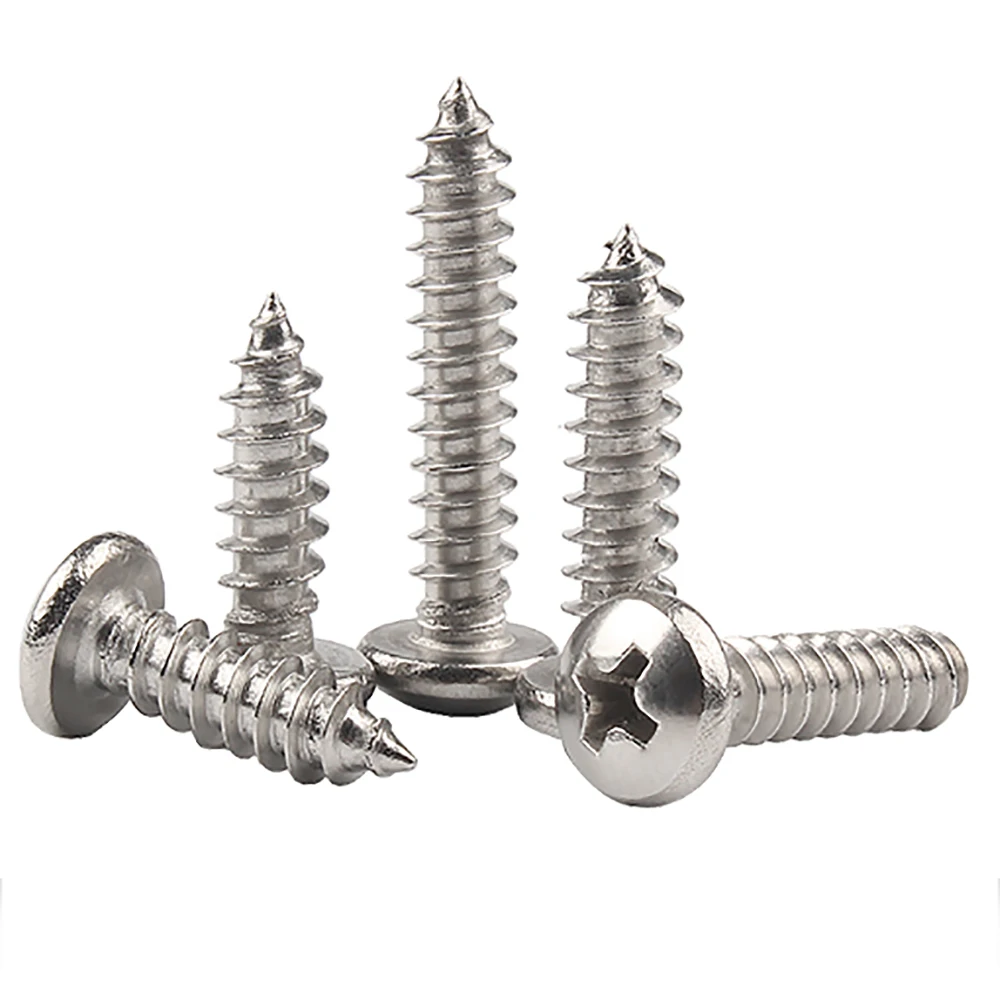 1000pc Phillips Self Tapping Screw Stainless Steel Cross Recessed Round Head M1 M1.2 M1.4 M1.5  M1.7 M1.8 M2 M2.2 M2.3 M2.5 M2.6