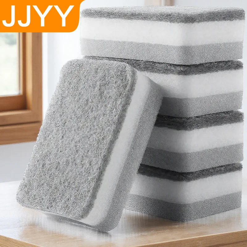 

5 шт. двухсторонняя чистящая губка, тряпка для мытья посуды, кухонная утварь, инструмент для мытья, мощный впитывающий многоцелевой скруббер