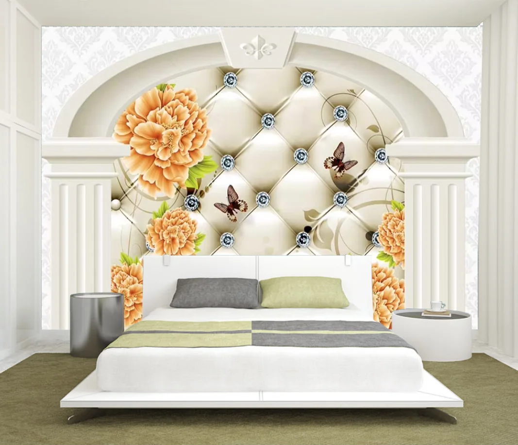 Custom Any Size Mural Wallpaper Modern Flower butterfly Photo Wall Paper Living Room Wedding House Decorative 3d wallpaper