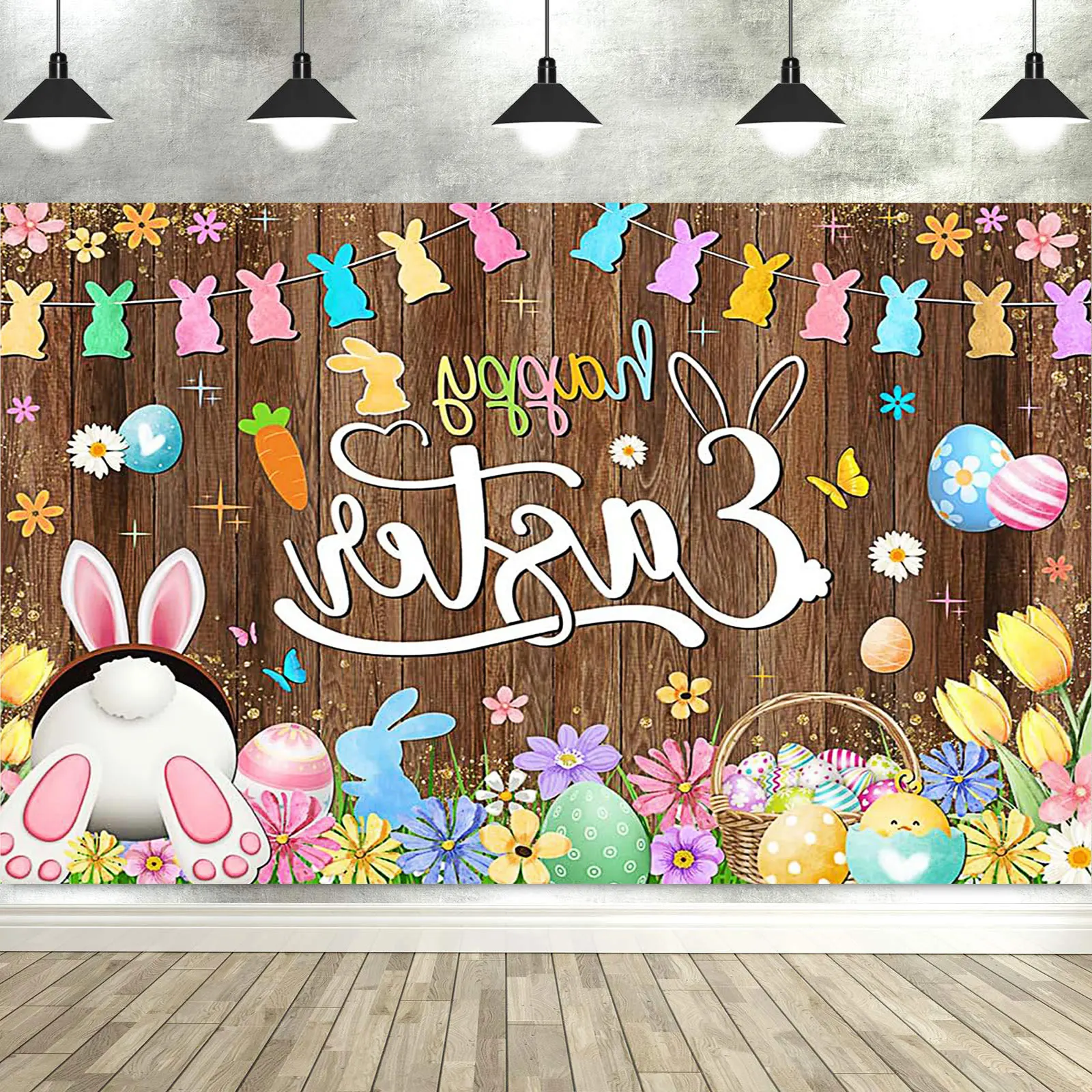 Easter Backdrop Bunny Egg Rabbit Photography Backdrop Easter Photo Decorations Photo Background Easter Grass Wall Decor