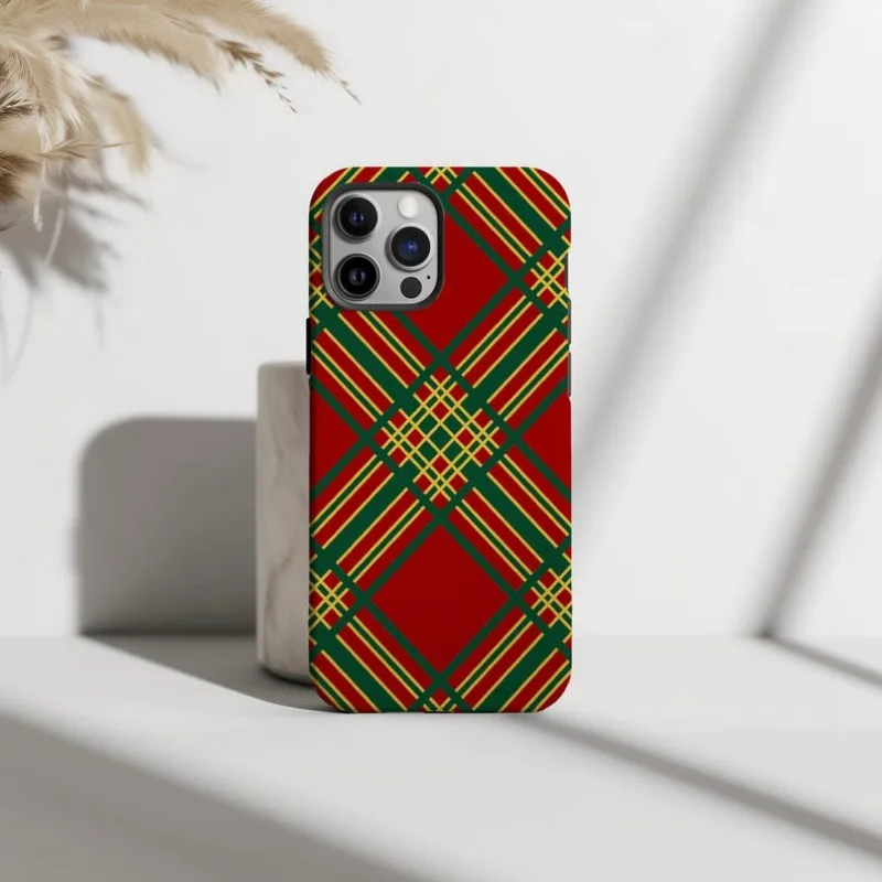 Christmas Holiday Plaid Phone Case For IPHONE 16 15PRO MAX 14 13 12 11 Acrylic TPU Two in one magnetic Phone Cases