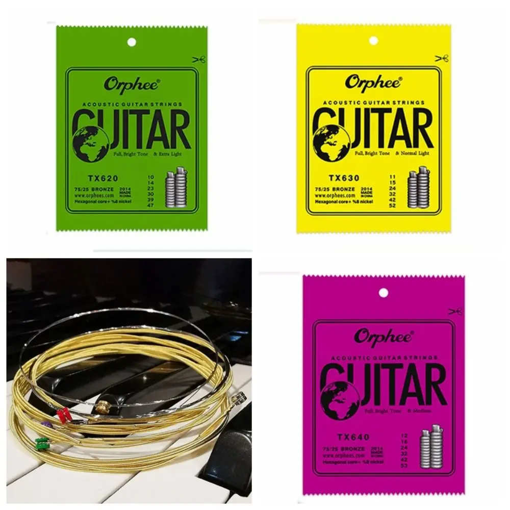 1 Set TX620 /TX630 /TX640 Orphee Acoustic Guitar Strings 8% Nickel 010/011/012 Super Light Guitar Strings Universal Bronze