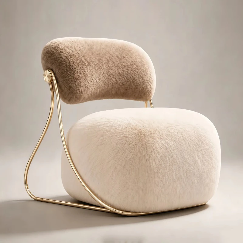 Handmade tufted imitation fur eco-friendly ergonomic lounge chair modern