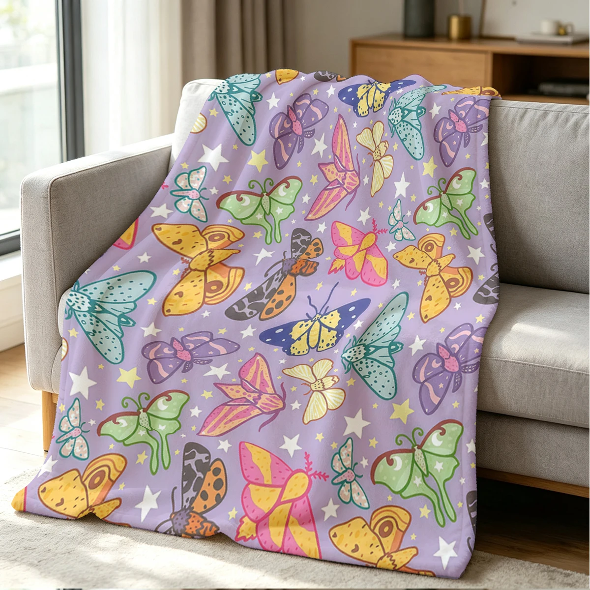 Moth Magic Blanket Soft Cozy Throw for Sofa Bed Festive Holiday Decor Gift for Kids and Adults,Lightweight and Warm