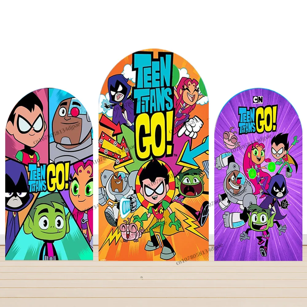 Teening Titans Go Arch Background Cover Wall Boys Birthday Party Backdrop Photograph Decorations Promotional Photo Banner Ideas