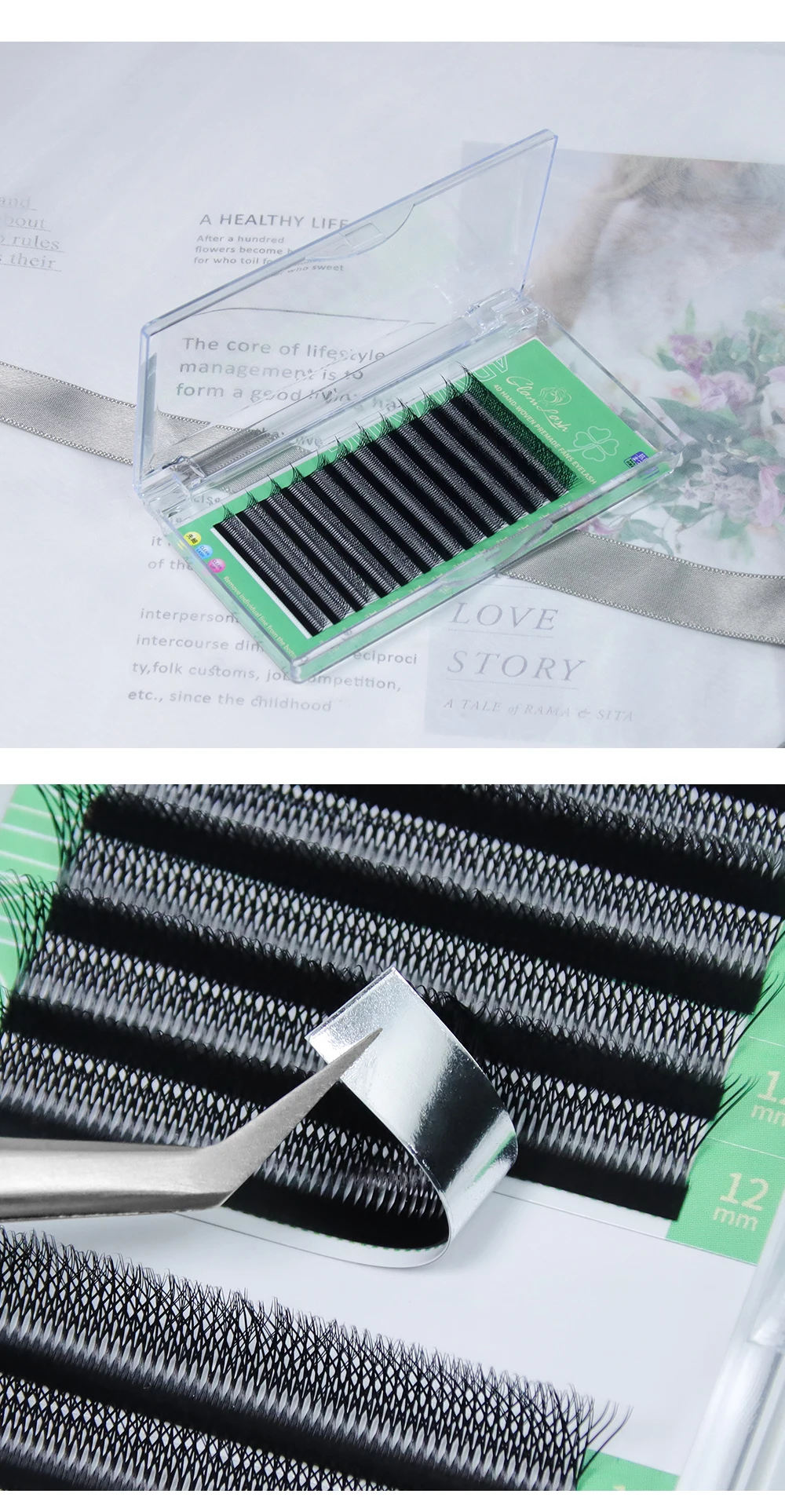 GLAMLASH 3D4D5D6D7D8D W Wimpern C/D/L/LU/M Vorgefertigte Volumenfächer Braune Wimpernverlängerungen Natürlich weich – Detail 33