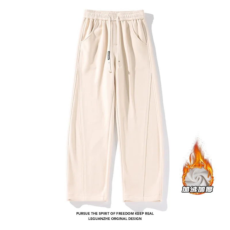【Mirrordust】2025 Winter Plus Size Fleece-Lined Thickened Water-Resistant Pants Warm Casual Outdoor Sports Sweatpants M-5X