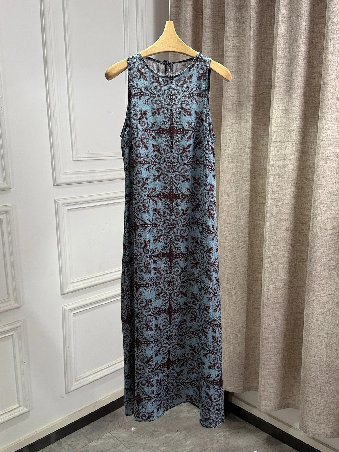 

Milan Small Town Retro Positioning Print Linen Sleeveless Ethnic Style Long Dress Women's Fashion Spring Summer A-Line Dress