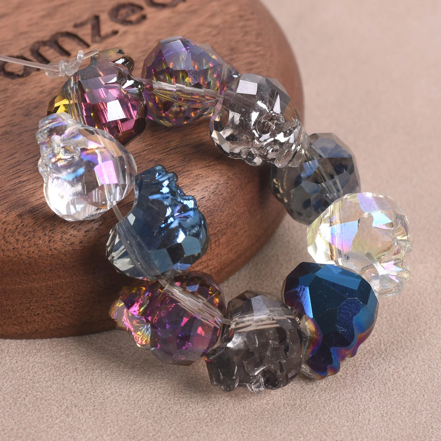 5 stücke 14mm Schädel Kopf Facettierte Kristall Glas Lose Perlen für Schmuck, Die DIY Handwerk