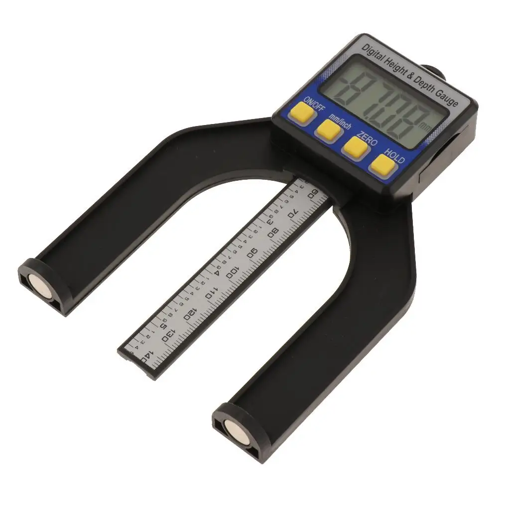 Medidor de altura para madeira, Profundidade Gauge, Grande Display Digital, Tabela Router, mm, mm