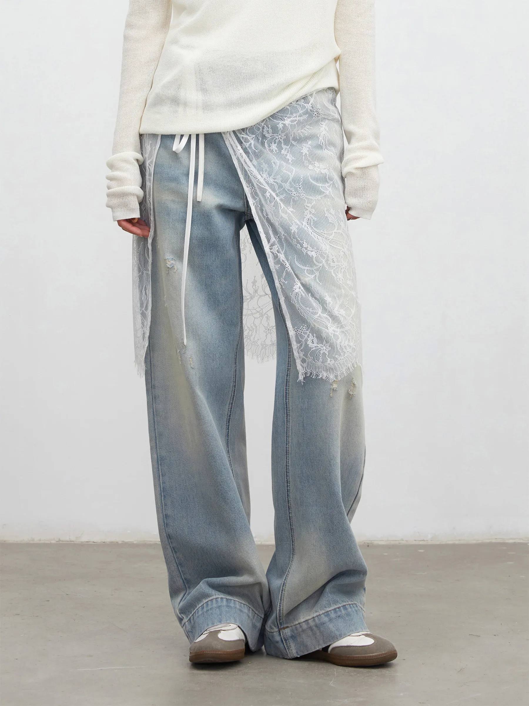CHIC VEN New Women Jeans Loose Casual Streetwear Retro Blue Female Denim Pant Straight Leg Ripped Trousers Spring Summer 2026