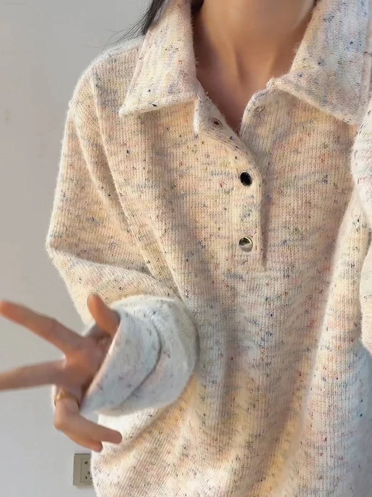 

American Sle Fce Lined Knitted Ne Sweatirt ex Autumn Winter Heavy Weight Knitted Inner Wear Casual Top