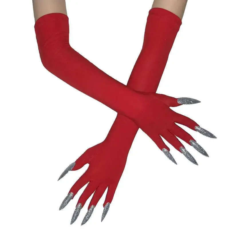 Gants d\'Halloween Cool mesurost Claws fur s Up, Gants Longs Argentés, Gants Amusants, Mode Cosplay, Vert, C068, N64.