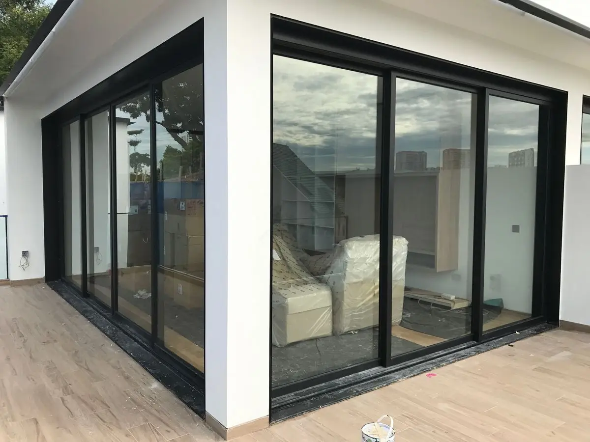 Thermal Break Aluminium Double Glazed Tempered Glass Sliding Doors High Quality Energy Efficient Hurricane-proof Sliding Door