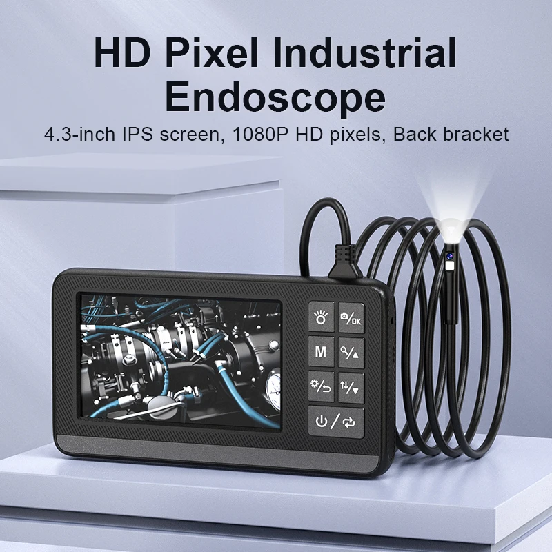 Endoscopio Industrial HD1080P de doble lente, cámara de inspección de boroscopio Digital de 4,3 pulgadas, resistente al agua IP67, para tubería de