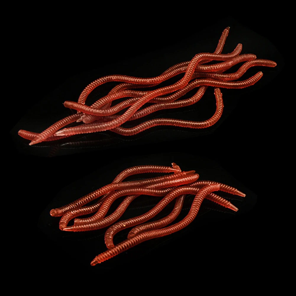 

20 Pcs 8cm 10cm Simulation Earthworm Red Fishing Worms Artificial Fishing Worms Fishy Smell Lures Soft Bait Fishing Tackle