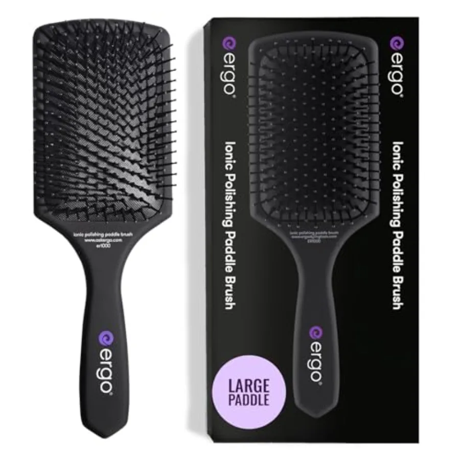

ERGO Ionic Paddle Hair Brush Large Polishing Brush for Long-Lasting Shine, Detangling Brush for Wet and Dry Hair Care, Hair Sty