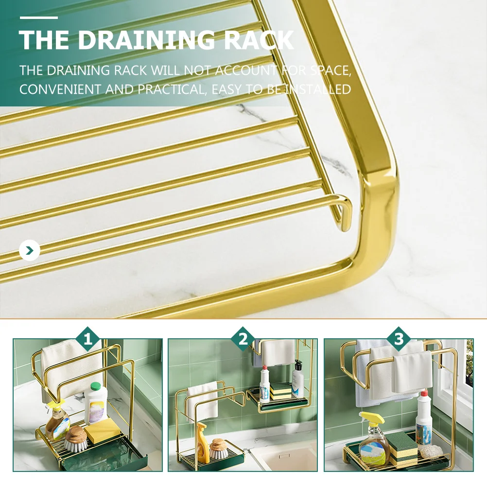 

Wall Hanging Duster Cloth Storage Rack Retractable Draining Kitchen Tool Holder Lightweight Practical Sponge Steel Ball