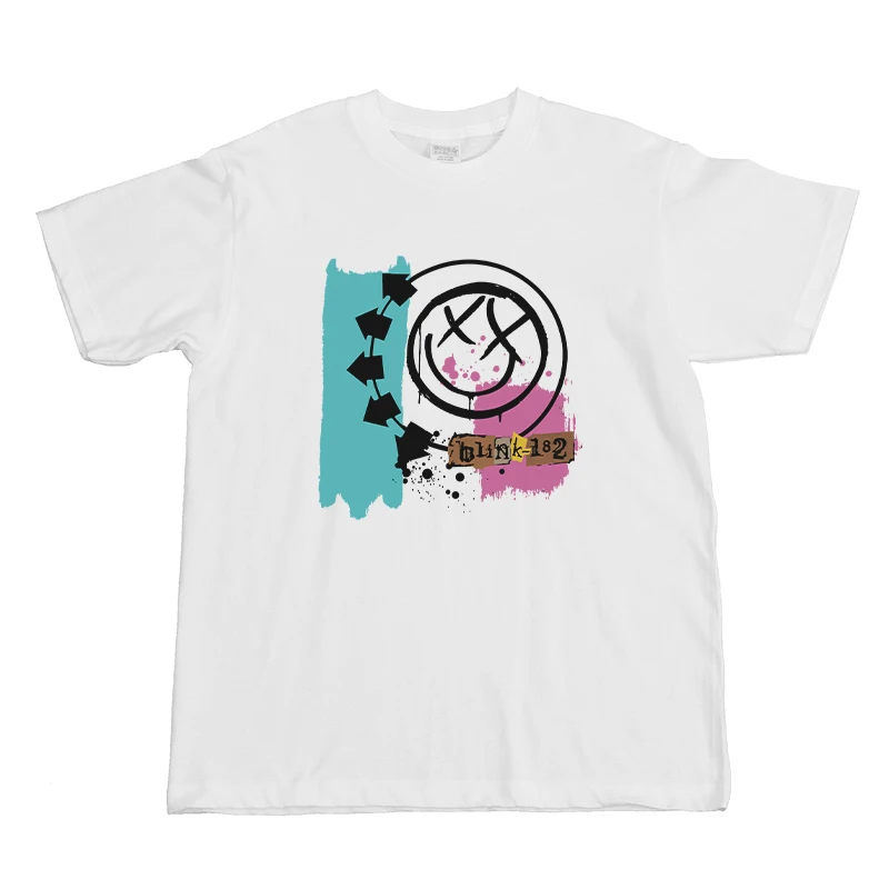 

Весенние и осенние мужские и женские базовые рубашки из чистого хлопка, футболки с короткими рукавами Blink182 Band Rock