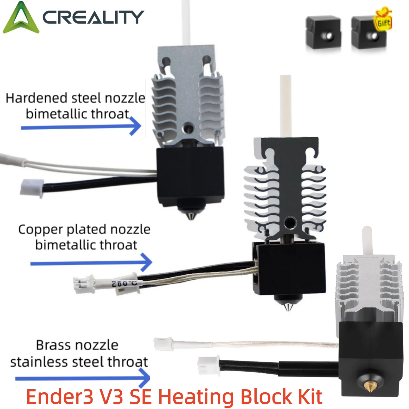 Creality Ender 3 V3 SE Hotend Kit Titanium Alloy Throat Bimetal Heatbreak 24V 40W J-head Ender-3 V3 SE Heating Block Kit